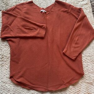 Women's Rust V-Neck Blouse
